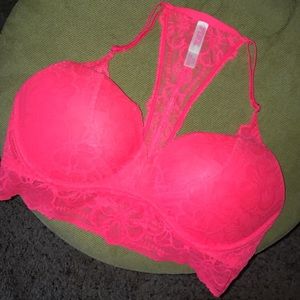 VS PINK Lace Bralette Push-up Neon Large